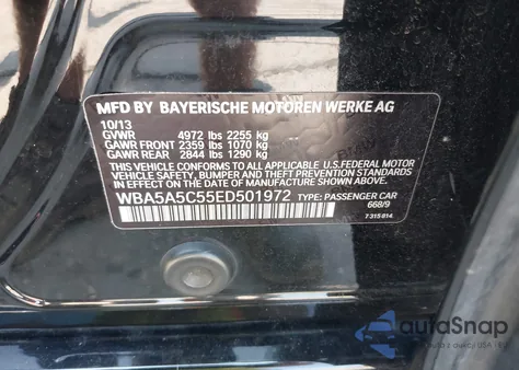 2014 BMW 528I from USA, damaged, VIN WBA5A5C55ED501972